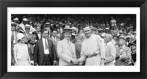 Framed US President Calvin Coolidge Presenting the American League Diploma to Walter Johnson Print