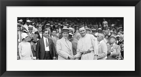 Framed US President Calvin Coolidge Presenting the American League Diploma to Walter Johnson Print