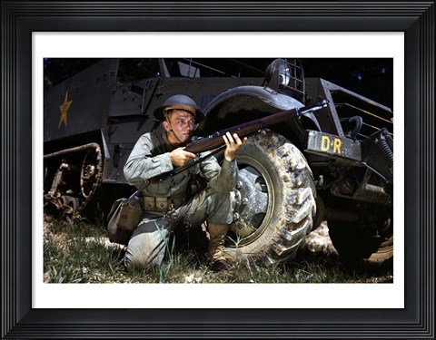 Framed Infantryman with M1 Garand, Fort Knox, KY, 1942 Print