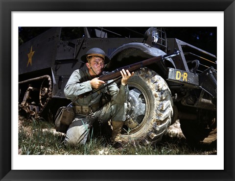 Framed Infantryman with M1 Garand, Fort Knox, KY, 1942 Print