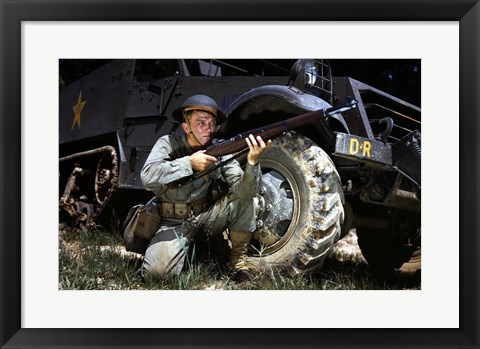 Framed Infantryman with M1 Garand, Fort Knox, KY, 1942 Print