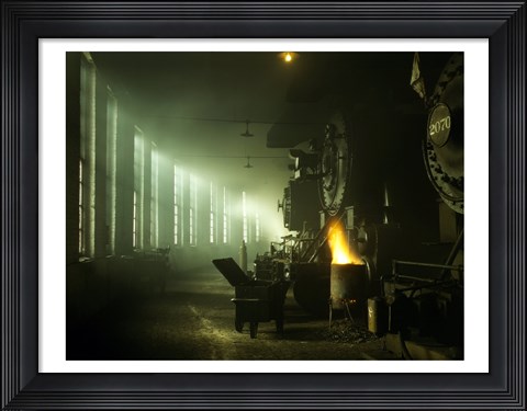 Framed Locomotives Roundhouse Print