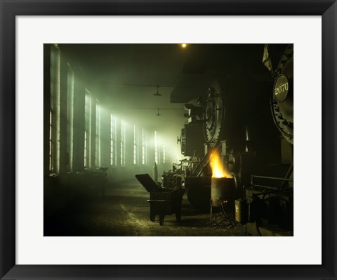 Framed Locomotives Roundhouse Print