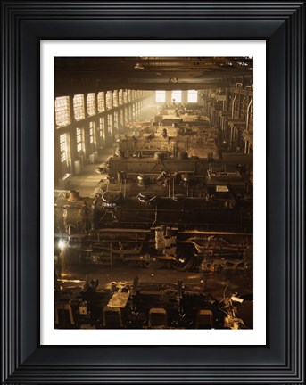 Framed North Western Railway Locomotive Shops, Chicago, Illinois Print