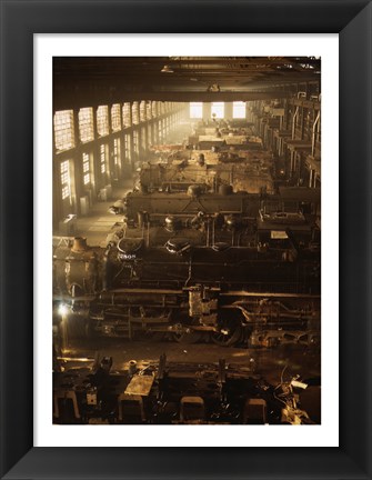 Framed North Western Railway Locomotive Shops, Chicago, Illinois Print