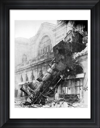 Framed Train Wreck at Montparnasse 1895 Print