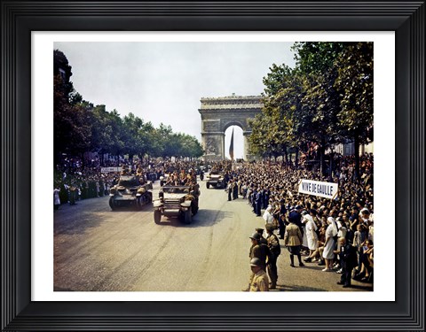 Framed Crowds of French Patriots Line the Champs Elysees Print