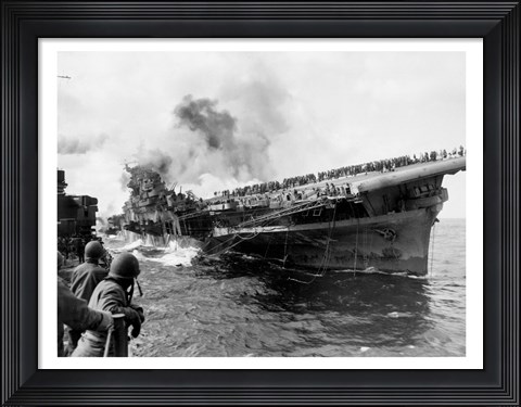 Framed Attack on Carrier USS Franklin March 1945 Print