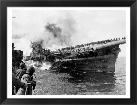 Framed Attack on Carrier USS Franklin March 1945 Print