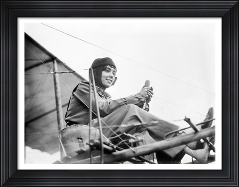 Framed Aviator Helene Dutrieu Seated in Her Airplane Print