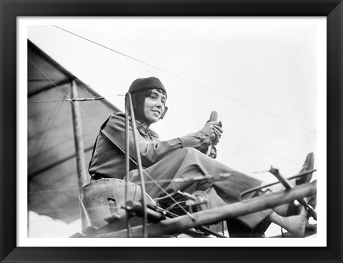 Framed Aviator Helene Dutrieu Seated in Her Airplane Print