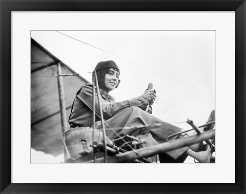 Framed Aviator Helene Dutrieu Seated in Her Airplane Print