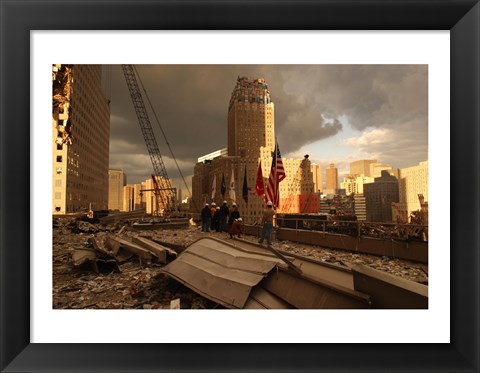 Framed Debris On Surrounding Roofs at the site of the World Trade Center Print