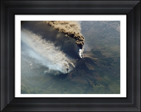 Framed Mt. Etna Eruption seen from the International Space Station Print