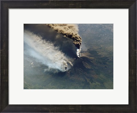 Framed Mt. Etna Eruption seen from the International Space Station Print