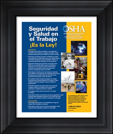 Framed OSHA Job Safety and Health Spanish Version 2012 Print
