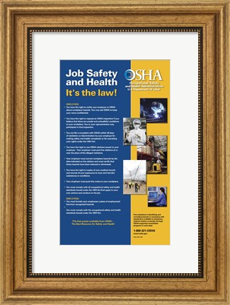 Framed OSHA Job Safety and Health Version 2012 Print