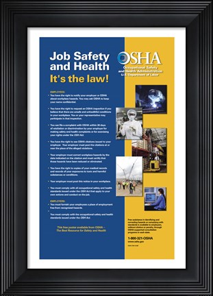 Framed OSHA Job Safety and Health Version 2012 Print