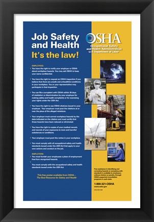 Framed OSHA Job Safety and Health Version 2012 Print