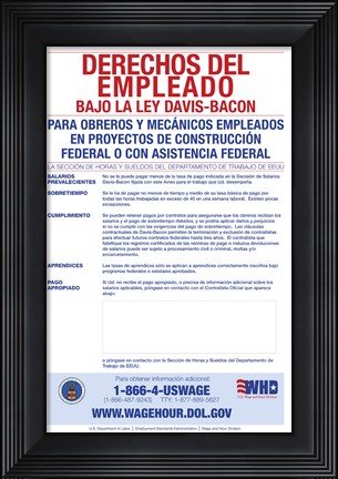 Framed Employee Rights Under the Davis-Bacon Act Spanish Version 2012 Print