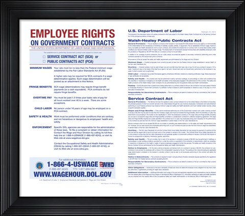Framed Employee Rights on Government Contracts 2012 Print