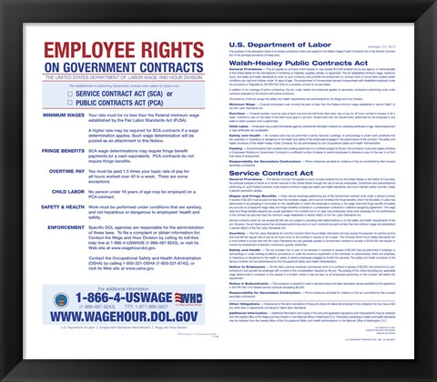 Framed Employee Rights on Government Contracts 2012 Print