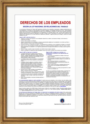 Framed Employee Rights Spanish Version Print