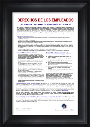 Framed Employee Rights Spanish Version Print