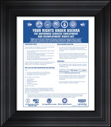 Framed USERRA Uniformed Services Employment and Reemployment Rights Act Print