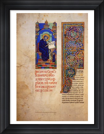 Framed St Jerome with the Decorated Initial to His Prologue Print