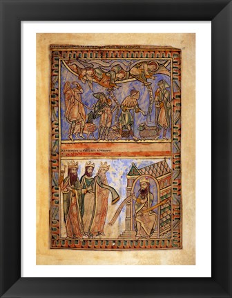 Framed Annunciation to the Shepherds and the Magi before Herod Print