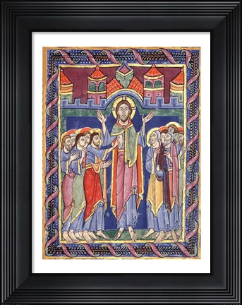 Framed Albani Psalter, appearance of the Risen One on the eighth day Print
