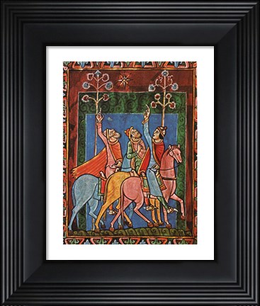 Framed St. Albans Psalter, The Three Magi following the star Print