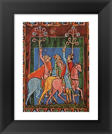 Framed St. Albans Psalter, The Three Magi following the star Print