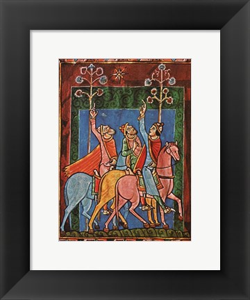 Framed St. Albans Psalter, The Three Magi following the star Print