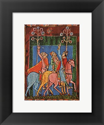 Framed St. Albans Psalter, The Three Magi following the star Print