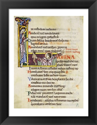 Framed Initial L from Psalm 118, verse 109th In Albani Psalter Print