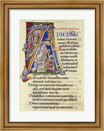 Framed Psalm 24, Initial A. In Albani Psalter Print