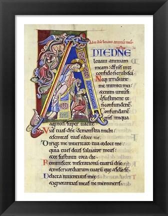 Framed Psalm 24, Initial A. In Albani Psalter Print