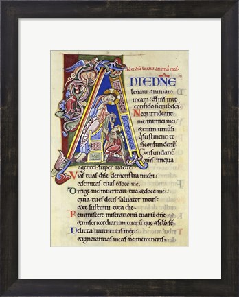 Framed Psalm 24, Initial A. In Albani Psalter Print