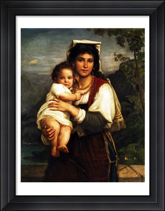 Framed Young Roman Woman with Child Print