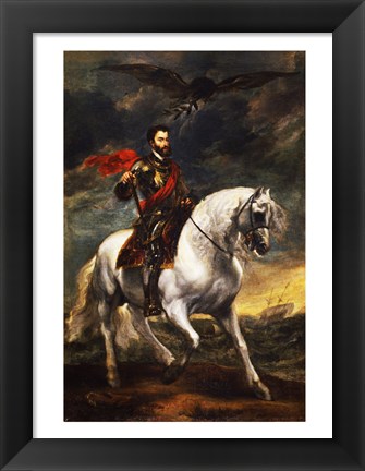 Framed Portrait of Charles V, Holy Roman Emperor, on Horseback Print