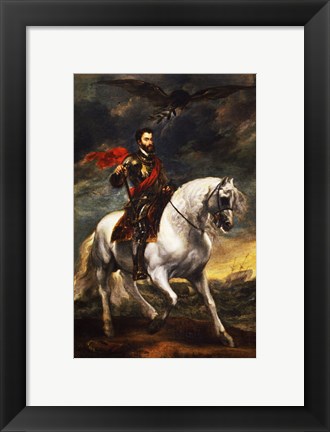 Framed Portrait of Charles V, Holy Roman Emperor, on Horseback Print