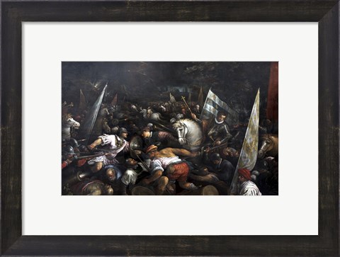 Framed Battle Scene, Charles VIII recieving the crown of Napoli Print