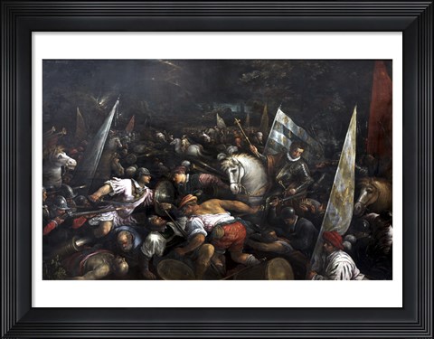 Framed Battle Scene, Charles VIII recieving the crown of Napoli Print