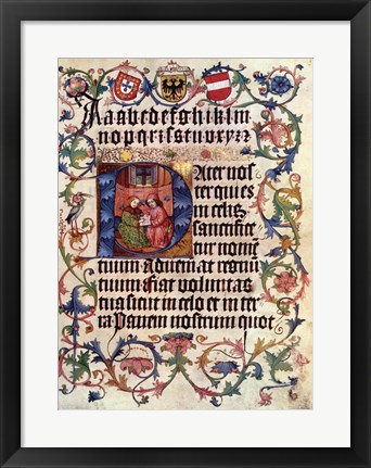 Framed Textura Alphabet and Lord&#39;s Prayer in Latin Print