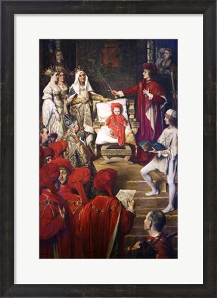 Framed Philip I, the Handsome, Conferring the Order of the Golden Fleece on his Son Charles of Luxembourg Print