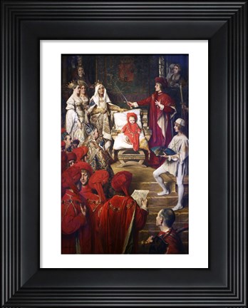 Framed Philip I, the Handsome, Conferring the Order of the Golden Fleece on his Son Charles of Luxembourg Print