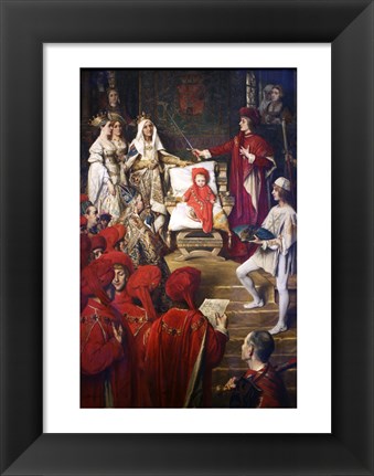 Framed Philip I, the Handsome, Conferring the Order of the Golden Fleece on his Son Charles of Luxembourg Print