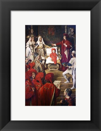 Framed Philip I, the Handsome, Conferring the Order of the Golden Fleece on his Son Charles of Luxembourg Print